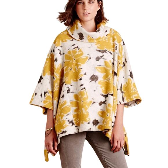 Anthropologie Saturday Sunday Floral Poncho Cowl Sweater Size M / L New w/o Tag - Picture 1 of 9